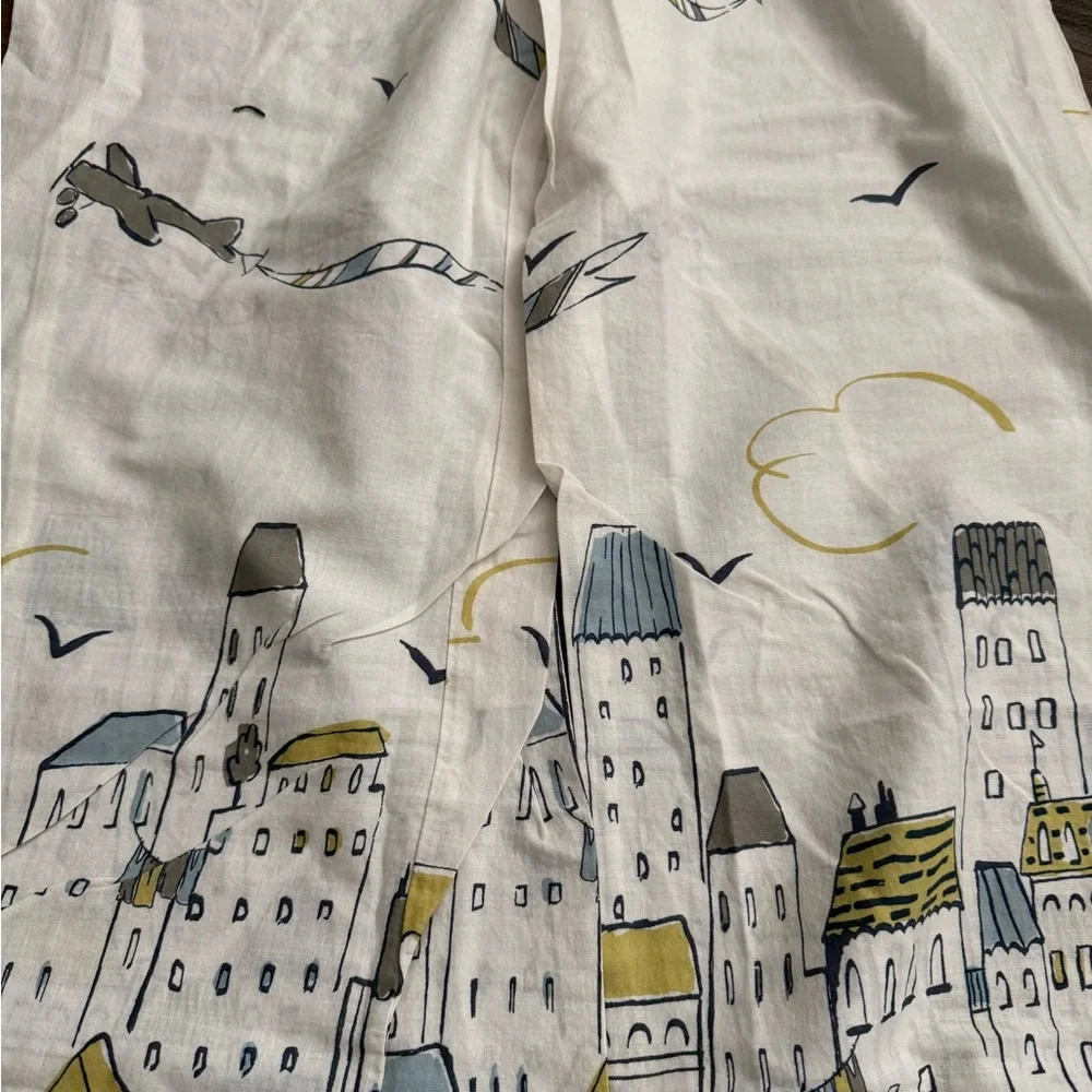 Scenic Print Pajama Pants - White and Yellow - Picture 2 of 3